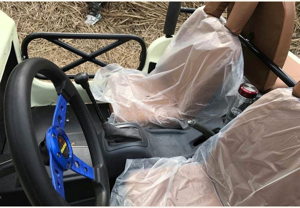Jeep off-road vehicle two seat interior detail