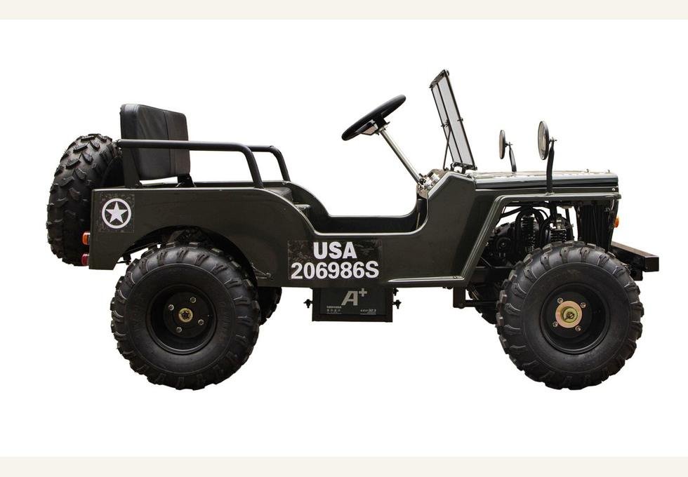 Willys Jeep style kids ride on vehicle side view